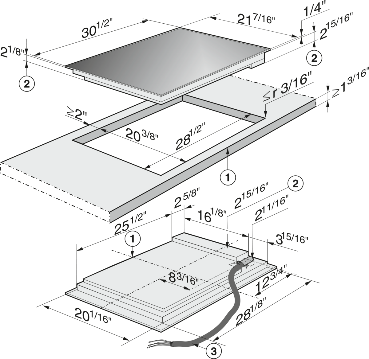 Miele KM 5624 240V Stainless steel Cooktops