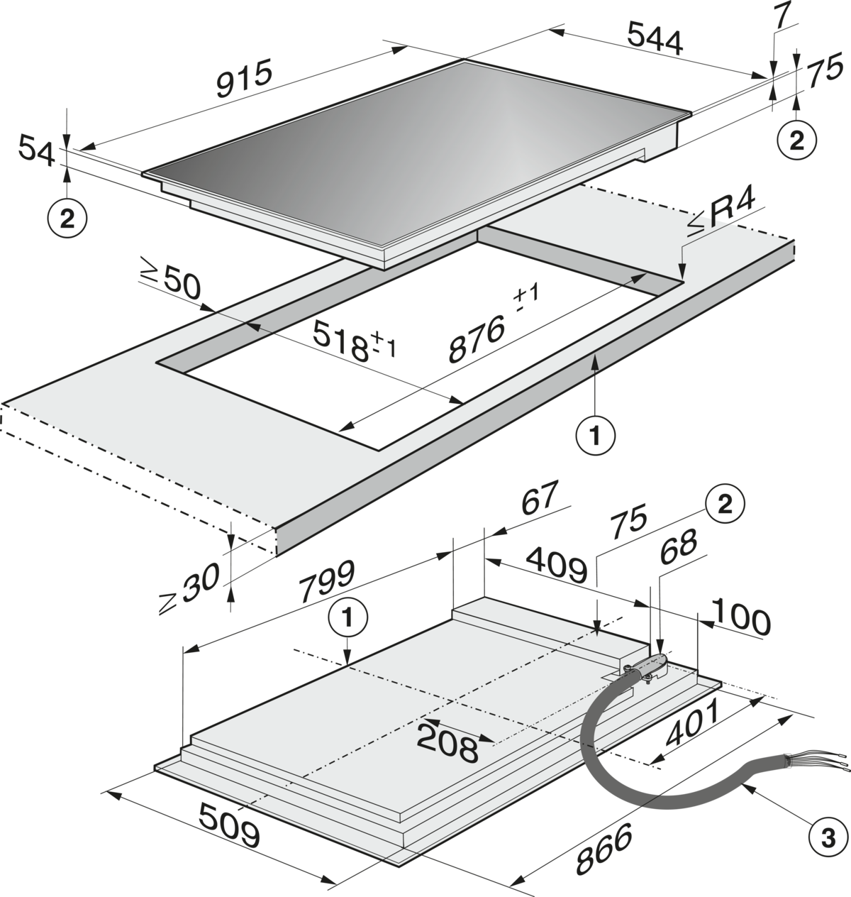 Miele KM 5627 240V Stainless steel Cooktops