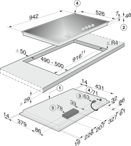KM 3054-1 Gas Cooktop product photo Missing translation L