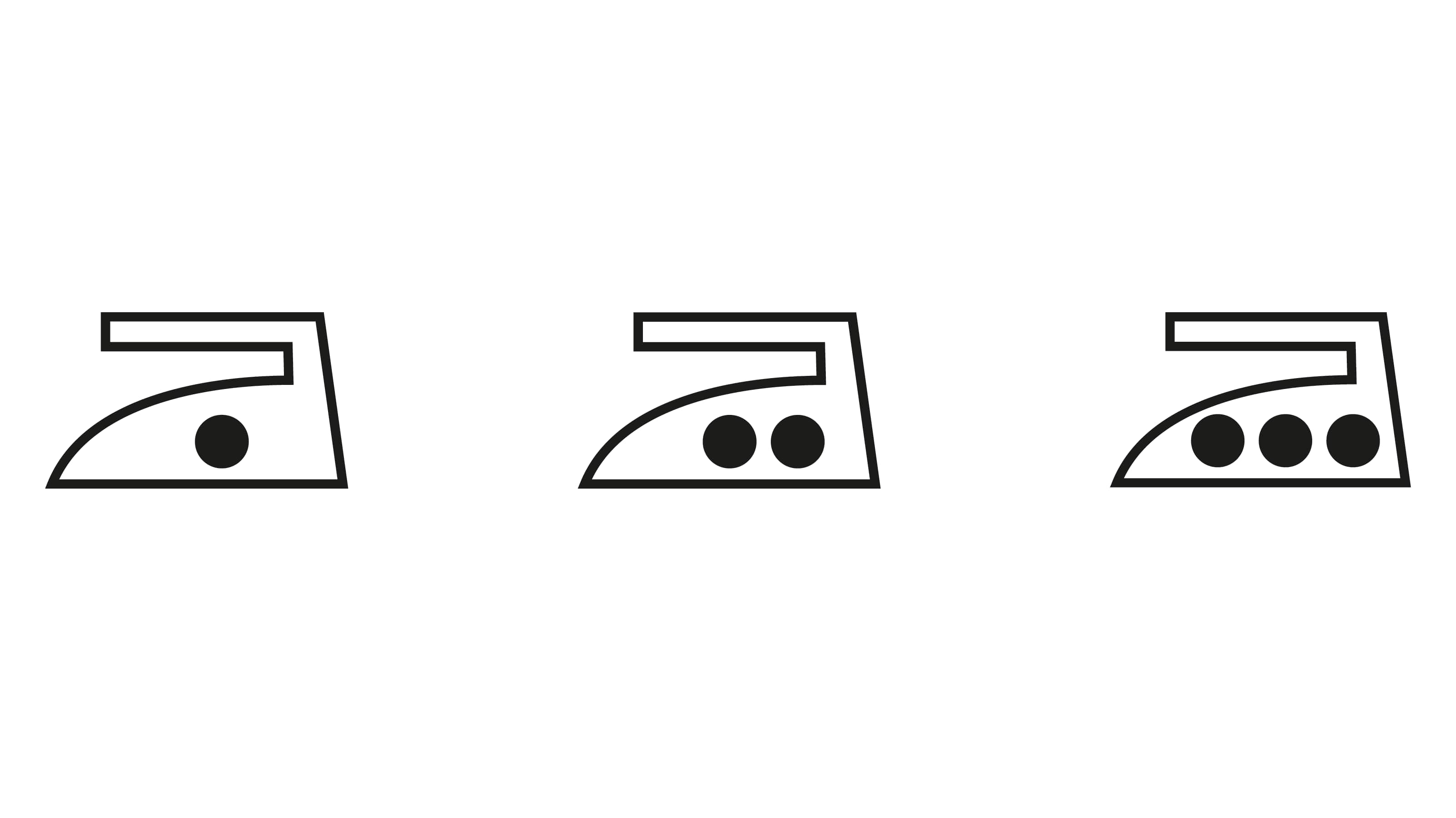 Three irons with either one, two or three dots in them