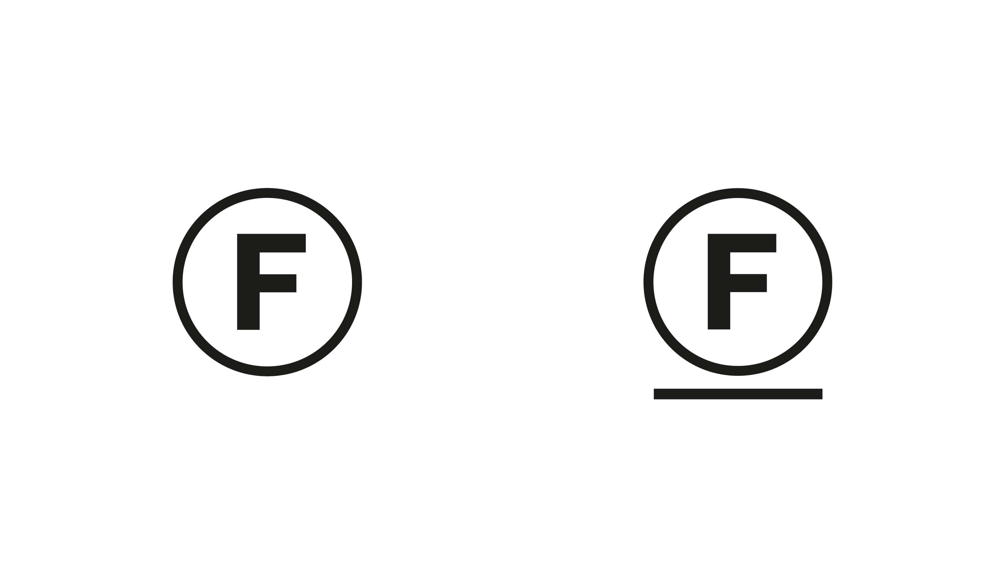 Two circles with F in them, one underlined