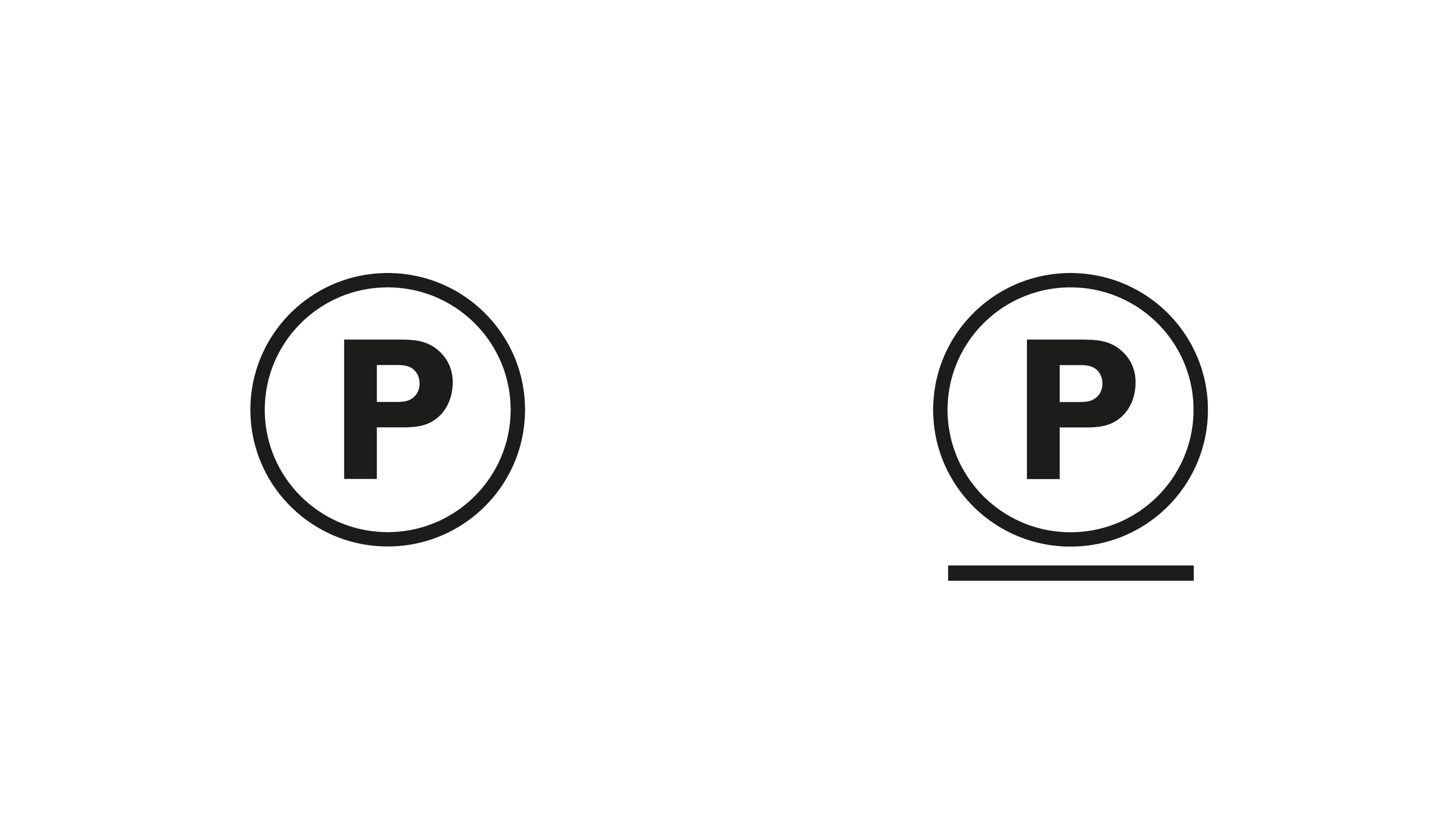 Two circles with a P inside, one underlined