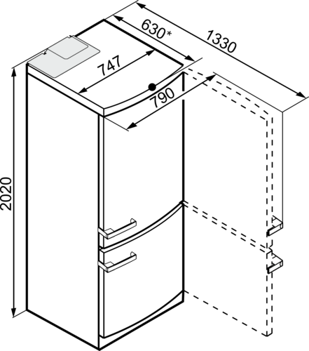 Sidabrinis šaldytuvas su šaldikliu, SoftClose ir PerfectFresh funkcijomis, plotis 75 cm (KFN 16947 D) product photo View41 L