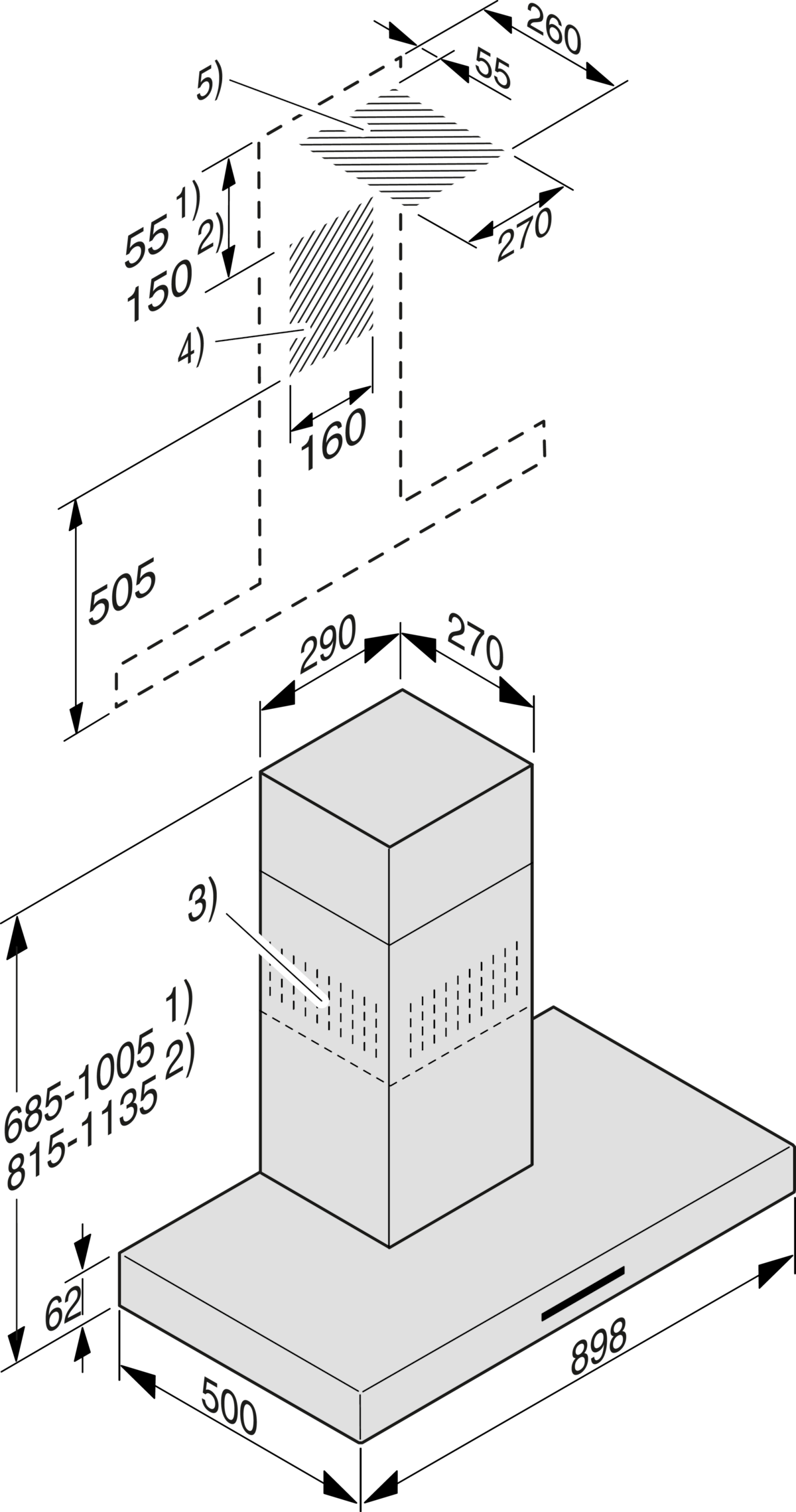 Miele PUR 98 W Stainless steel Cooker hoods