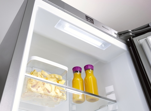 Sudraba ledusskapis ar saldētavu, SoftClose un PerfectFresh funkcijām, 75 cm platums (KFN 16947 D) product photo Laydowns Back View L