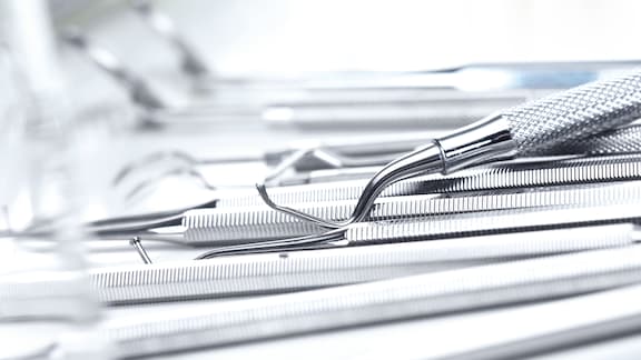 Dental instruments on counter