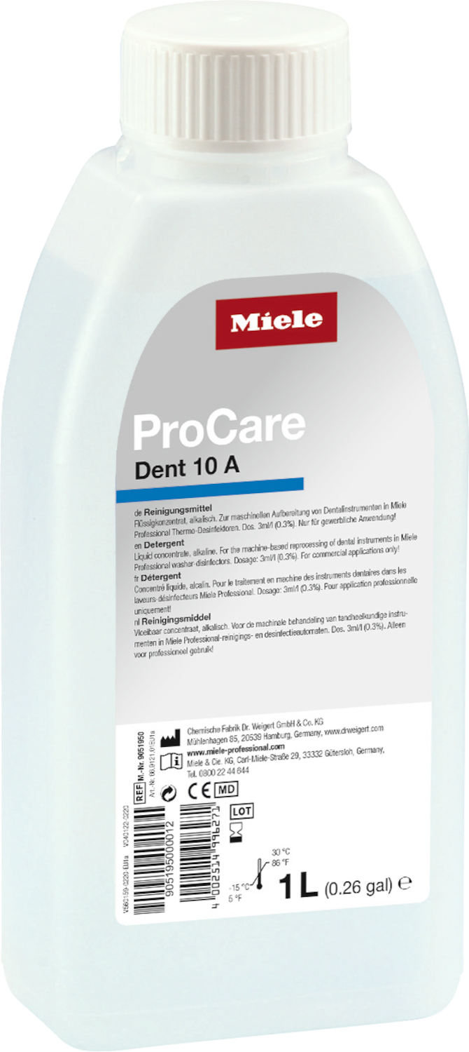 ProCare Dent 10 A - 1 l Vloeibaar reinigingsmiddel, alkalisch, 1 l productfoto Front View ZOOM