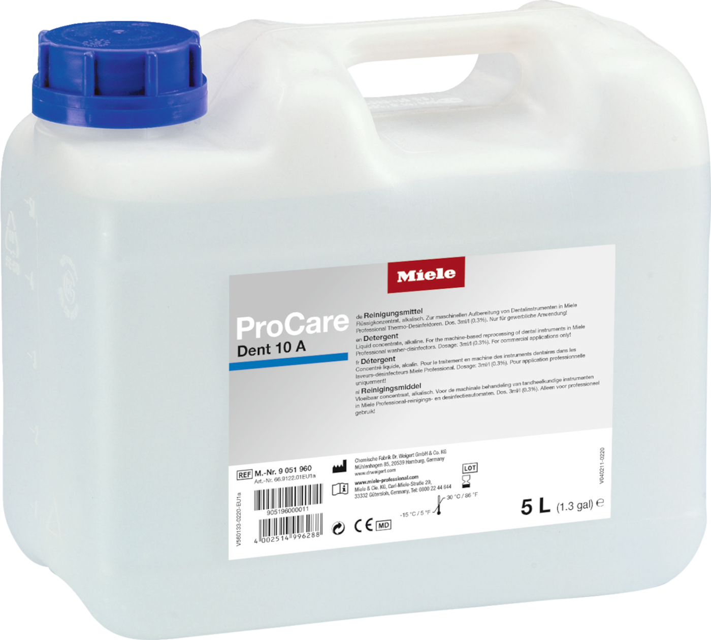 ProCare Dent 10 A - 5 l Liquid detergent, alkaline, 5 l product photo Front View ZOOM