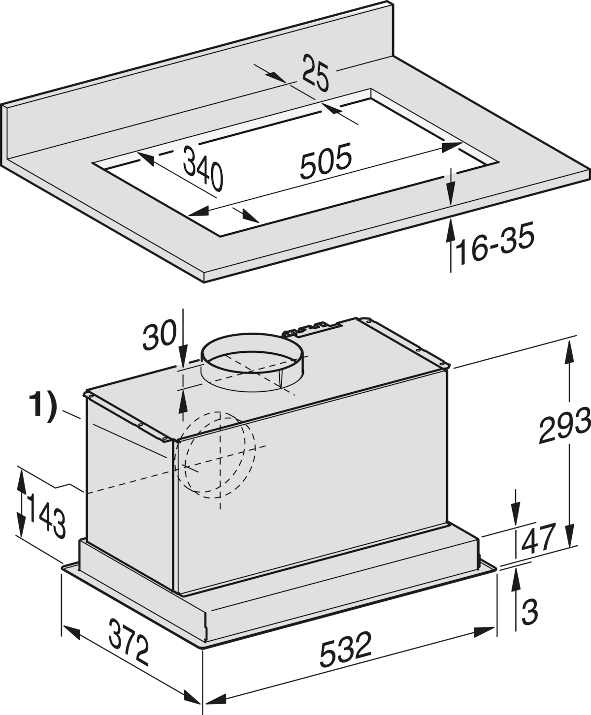 Miele DA 2450 Stainless steel Cooker hoods