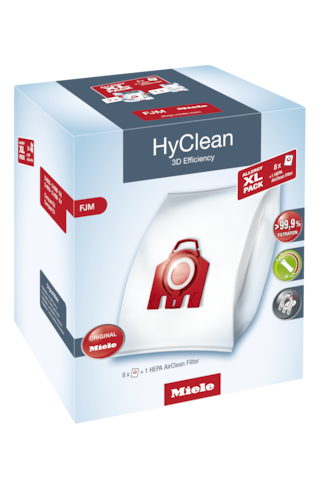 HyClean 3D Efficiency FJM XL dulkių siurblio maišeliai + HEPA AirClean filtras product photo