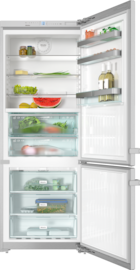 Sudraba ledusskapis ar saldētavu, SoftClose un PerfectFresh funkcijām, 75 cm platums (KFN 16947 D) product photo
