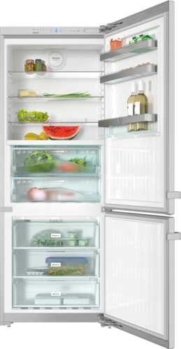 Sidabrinis šaldytuvas su šaldikliu, SoftClose ir PerfectFresh funkcijomis, plotis 75 cm (KFN 16947 D) product photo