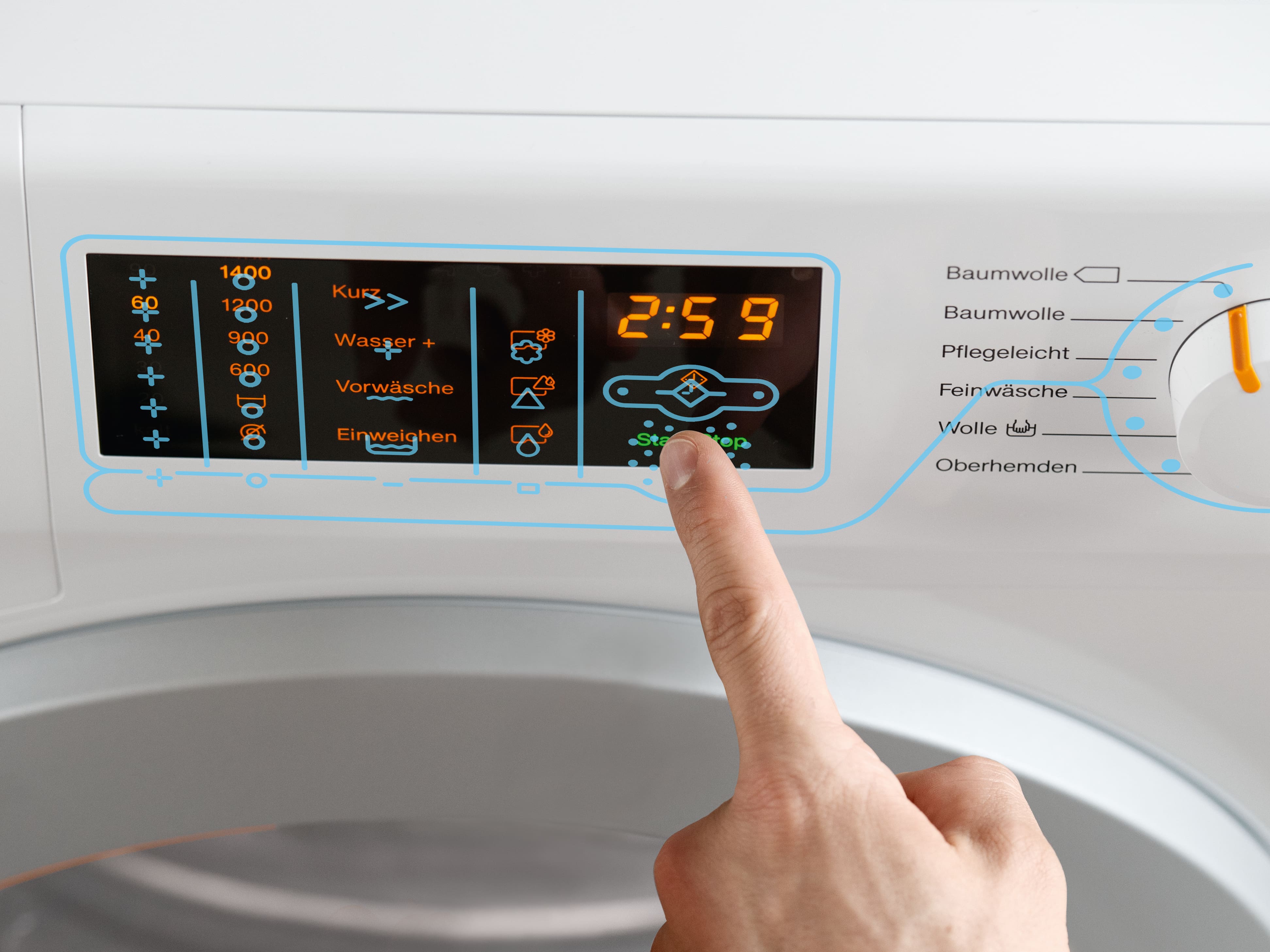 Barrierefreie Waschmaschine mit Bedienungs-Guide