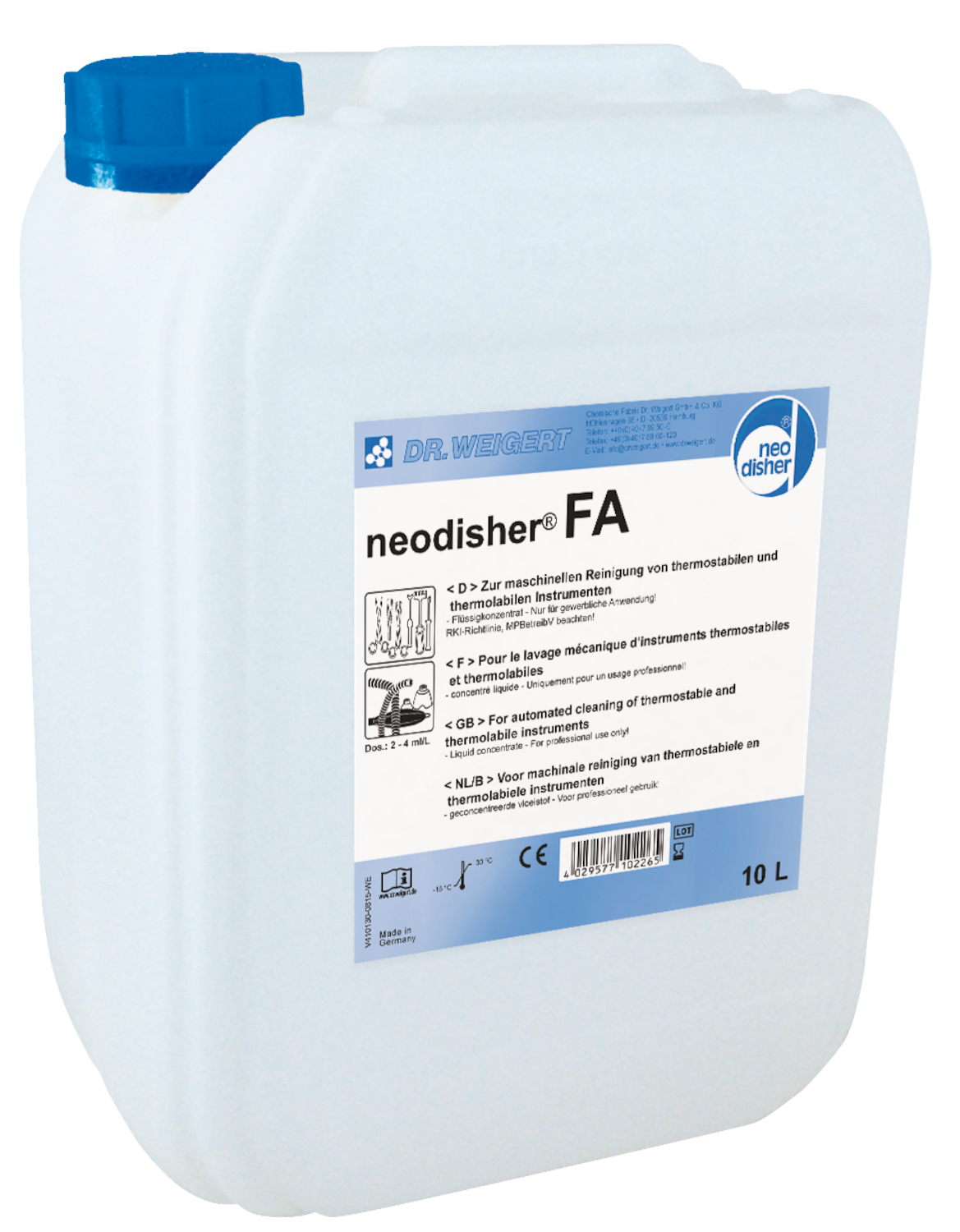 Neodisher FA 10l Detergent neodisher® product photo Front View ZOOM