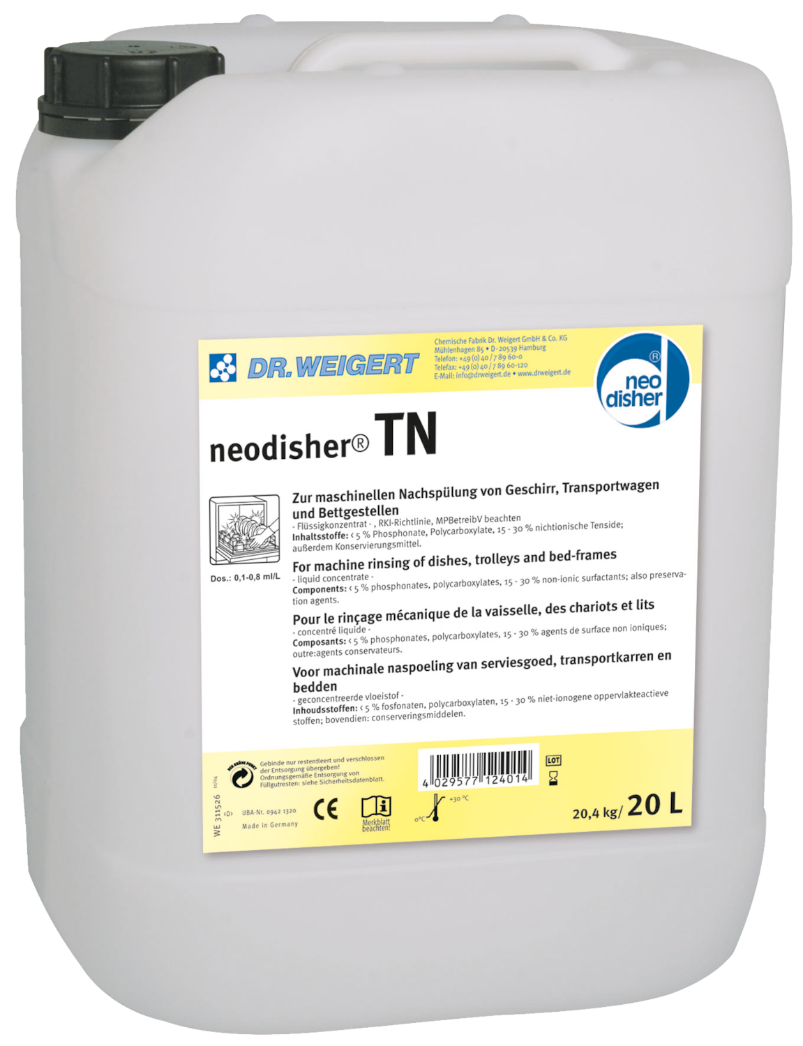 Neodisher Tn 20 Liter produktfoto Front View ZOOM