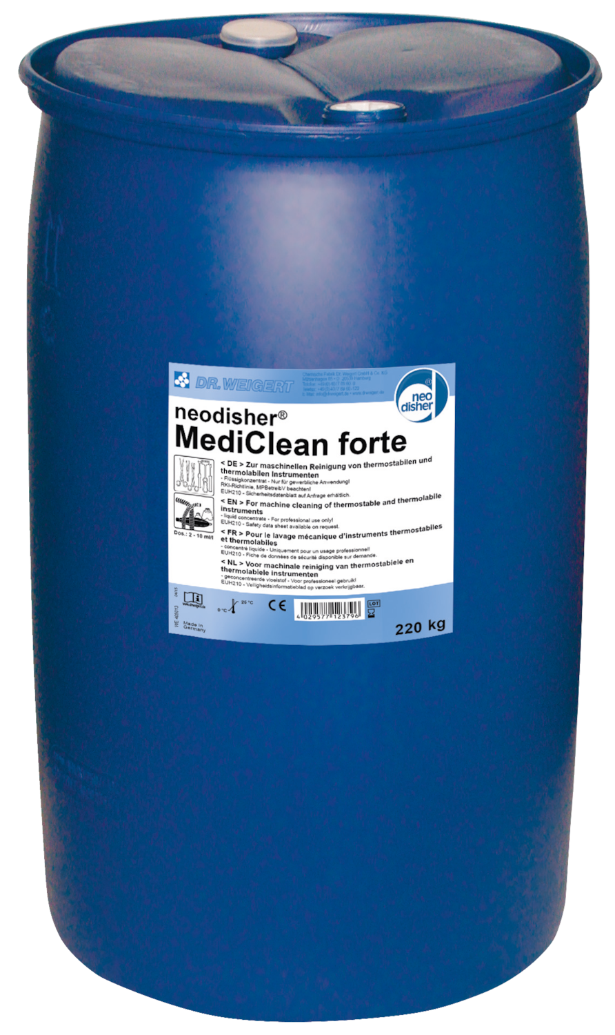 Neodisher Mediclean Forte Flydende rengøringsmiddel til rengøring af instrumenter, 200 L produktfoto Front View ZOOM
