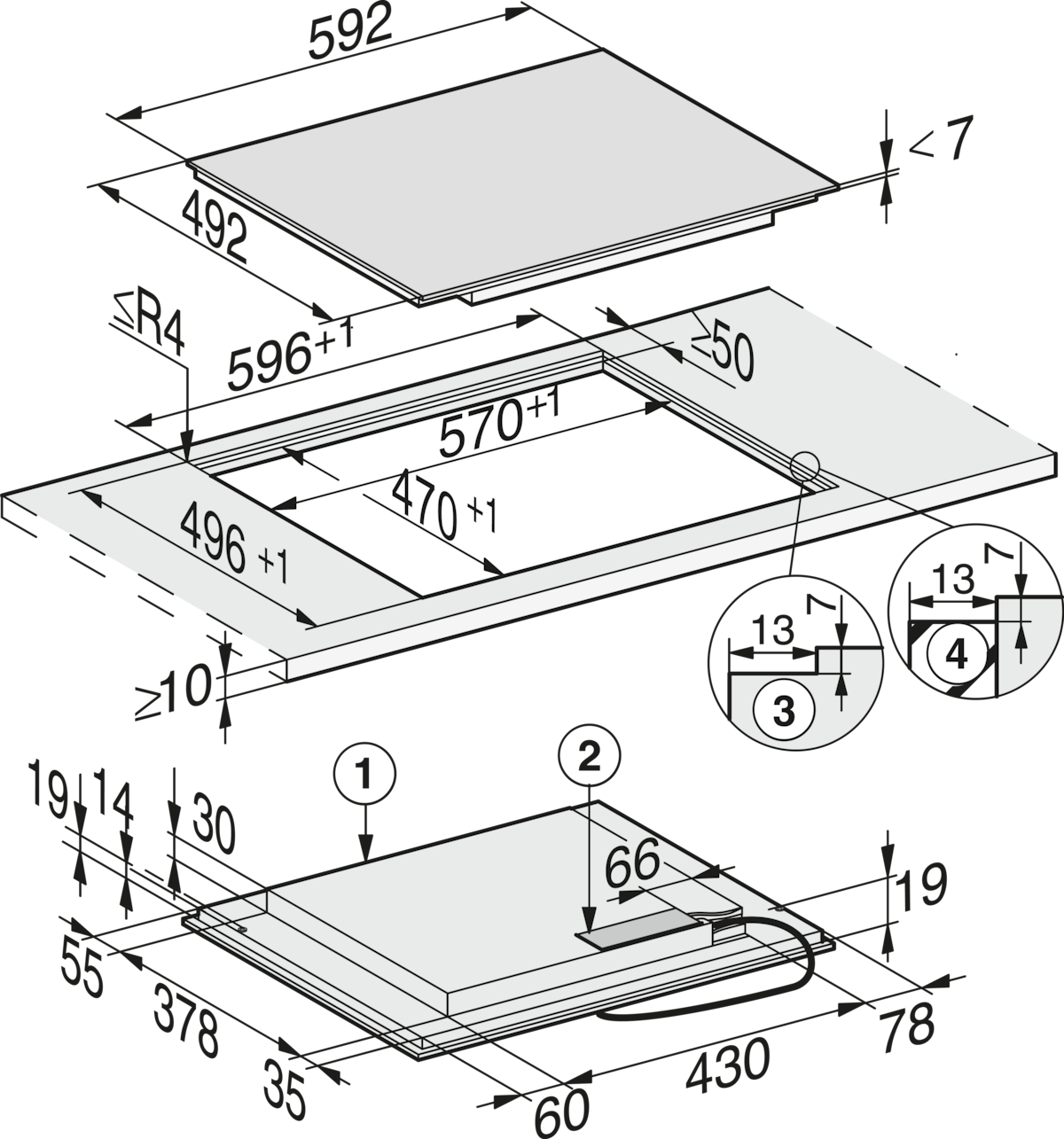 Miele KM 7404 FX Schwarz Kochfelder