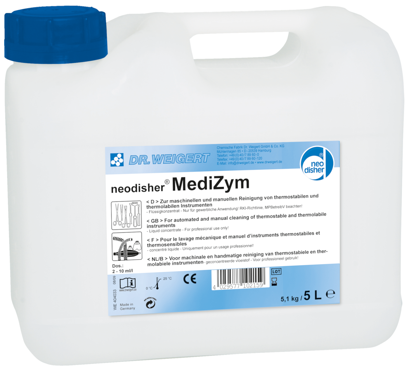 Neodisher Medizym 5l Detergent product photo Front View ZOOM