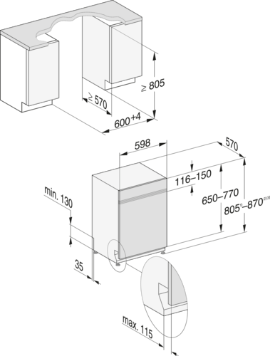 60 cm AutoDos iebūvējama balta trauku mazgājamā mašīna ar WiFi (G 7110 SCi) product photo View4 L