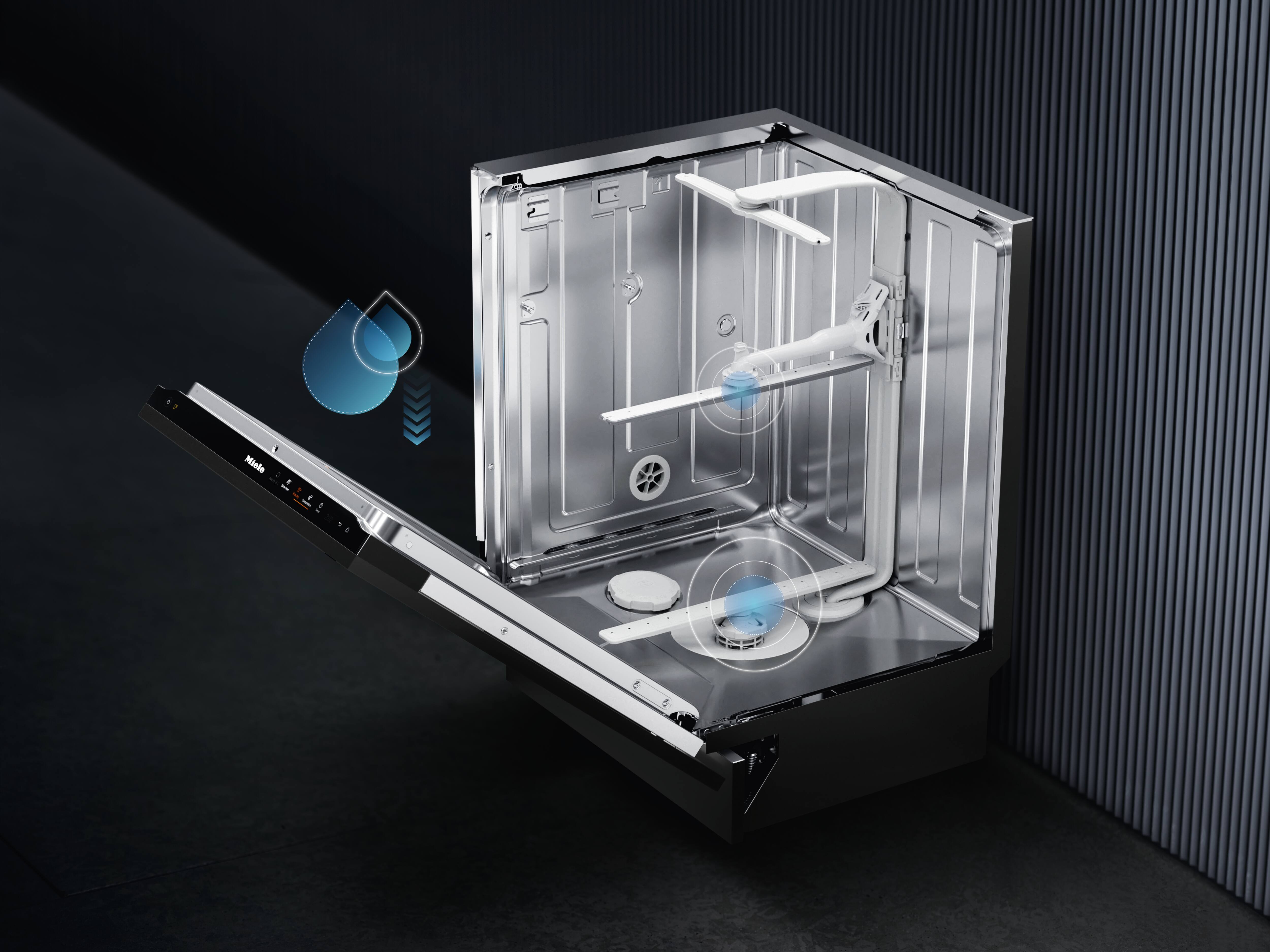 Innovative water feed for rinsing with less water