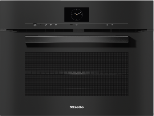 H 7640 BM Kompaktní pečicí trouba s mikrovlnou, černá Produktový obrázek Front View L