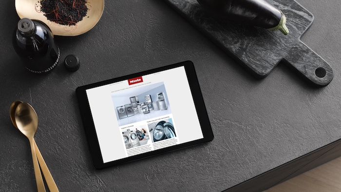 iPad z większą ilością informacji na temat Miele Professional.