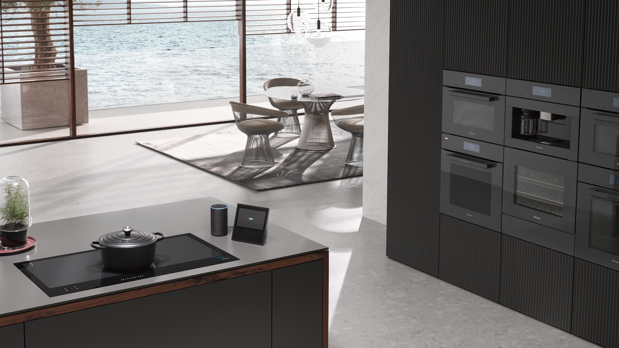 rendered kitchen with a variety of different appliances