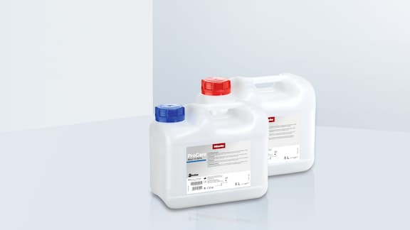 Range of Miele Professional process chemistry for medical technology.