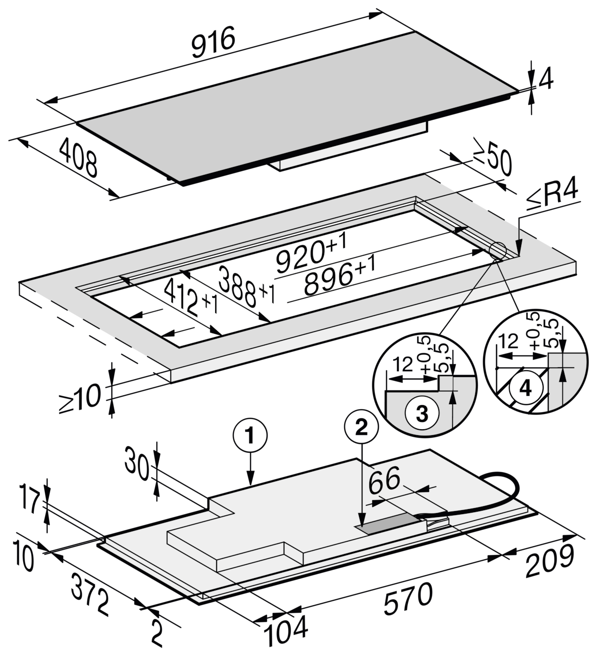 Miele KM 7689 FL Schwarz Kochfelder