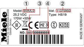 typenschild staubsauger appliance modellbezeichnung urzdzenia