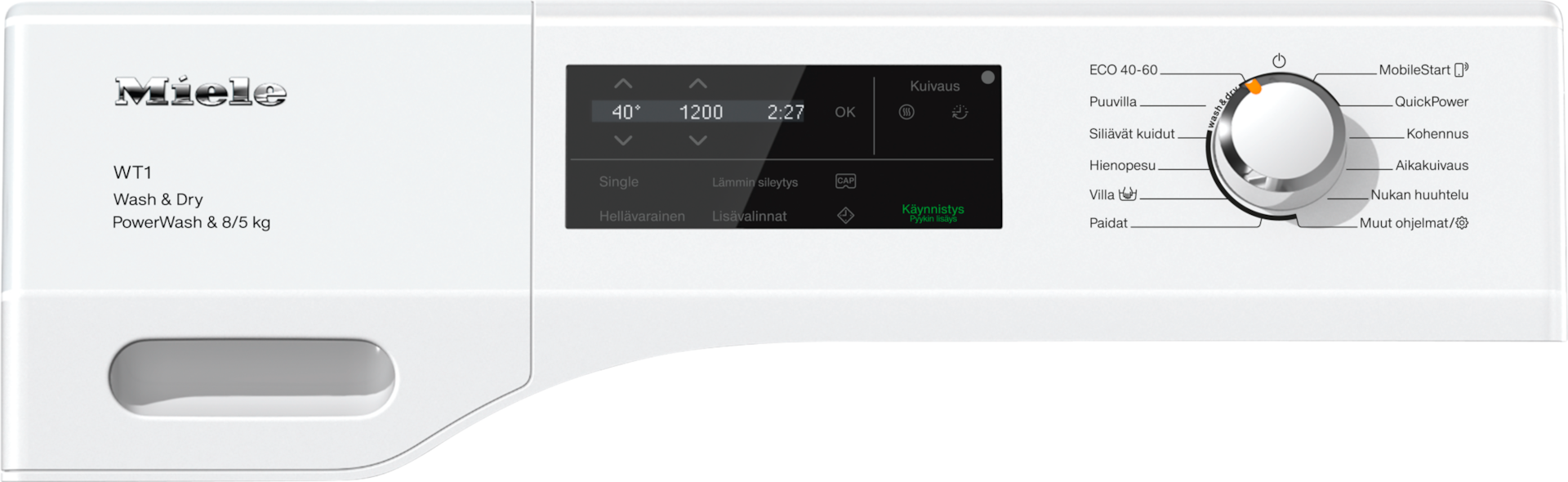 Pesukoneet - WTI370 WPM PWash 8/5kg lootusvalkoinen - 2