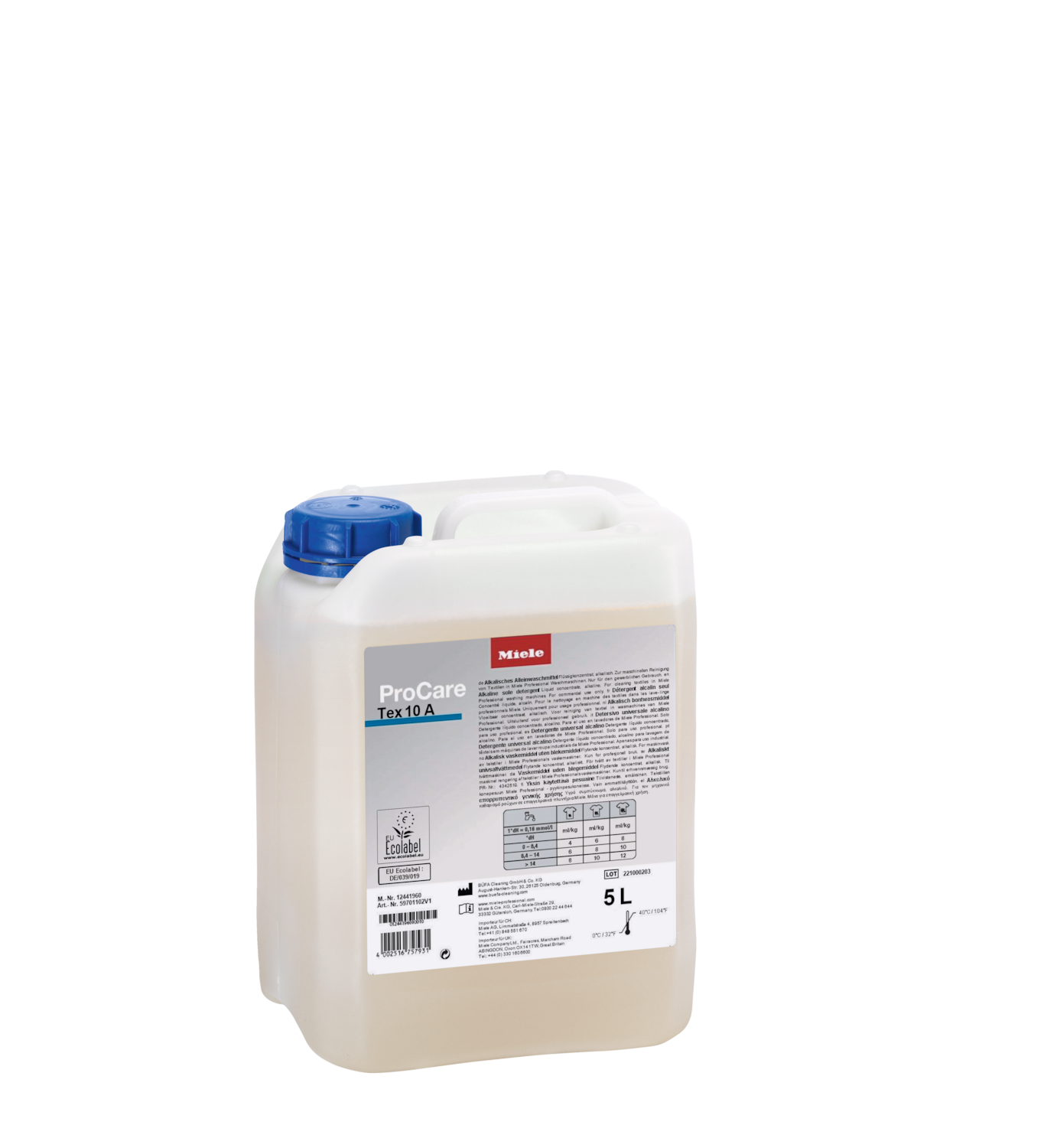 ProCare Tex 10 A - 5 l Alleinwaschmittel, Flüssigkonzentrat, alkalisch, 5 l Produktbild