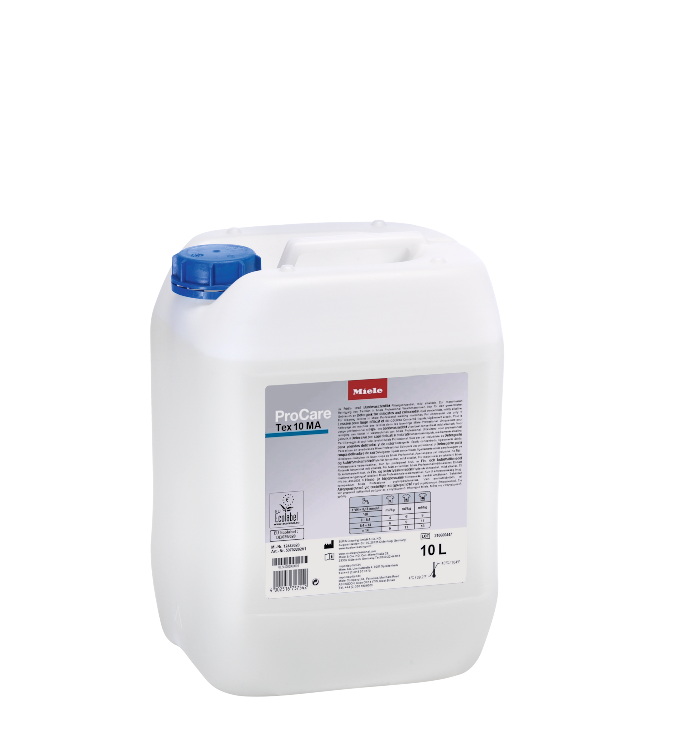 ProCare Tex 10 MA - 10 l Detergent for delicates/colours, liquid concentrate, mildly alkaline, 10 l product photo Front View ZOOM