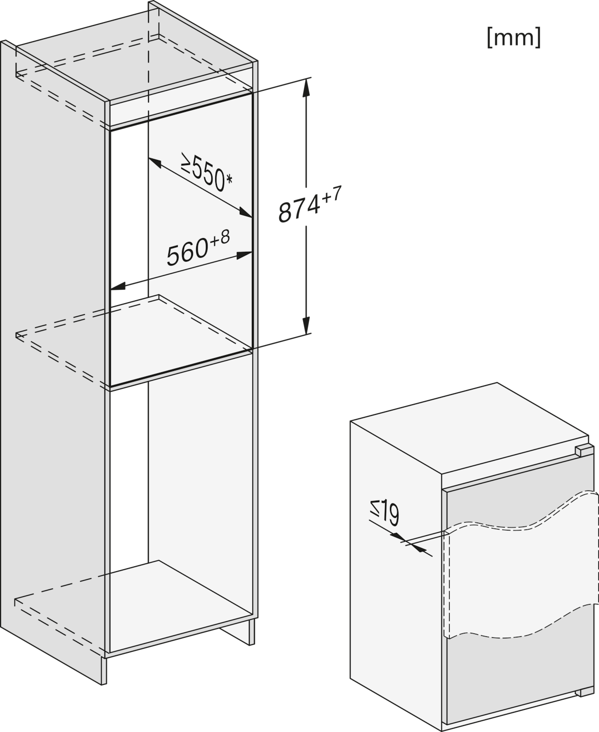 Iebūvējams ledusskapis ar automātisko intensīvo dzesēšanu, 87 cm augstums (K 7113 D) product photo View4 ZOOM