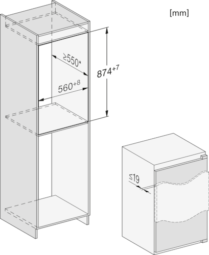 Iebūvējams ledusskapis ar automātisko intensīvo dzesēšanu, 87 cm augstums (K 7113 D) product photo View4 L
