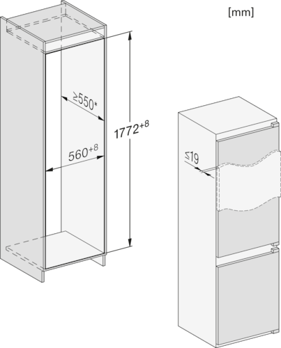 Įmontuotas šaldytuvas su šaldikliu, NoFrost ir DynaCool funkcijomis (KFN 7714 F) product photo View3 L