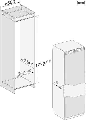 Įmontuotas šaldytuvas su šaldikliu, PerfectFresh Pro ir DynaCool funkcijomis (KFN 7744 E) product photo View3 L