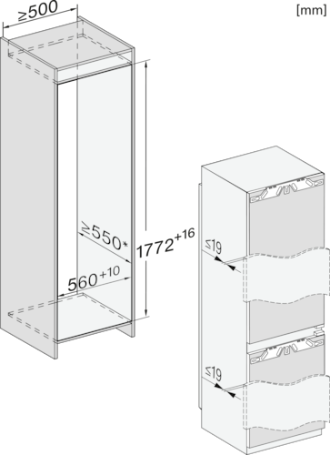 Įmontuotas šaldytuvas su šaldikliu, NoFrost ir DailyFresh funkcijomis (KFN 7734 D) product photo View3 L