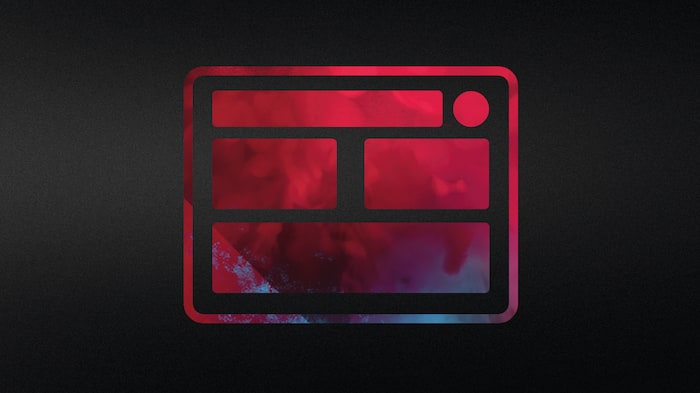 Abstract symbol in black and red representing a tablet