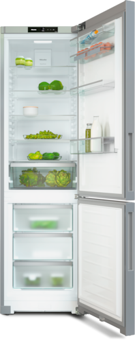 Sudraba ledusskapis ar saldētavu, NoFrost un DailyFresh funkcijām, 2.01m augstums (KFN 4395 DD) product photo Front View3 L
