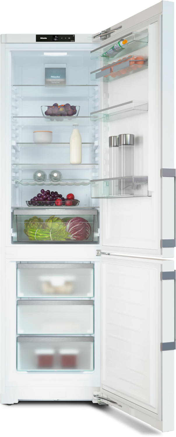 Balts ledusskapis ar saldētavu, FlexiBoard un SoftClose funkcijām, 2.01m augstums (KFN 4795 CD) product photo Front View3 ZOOM