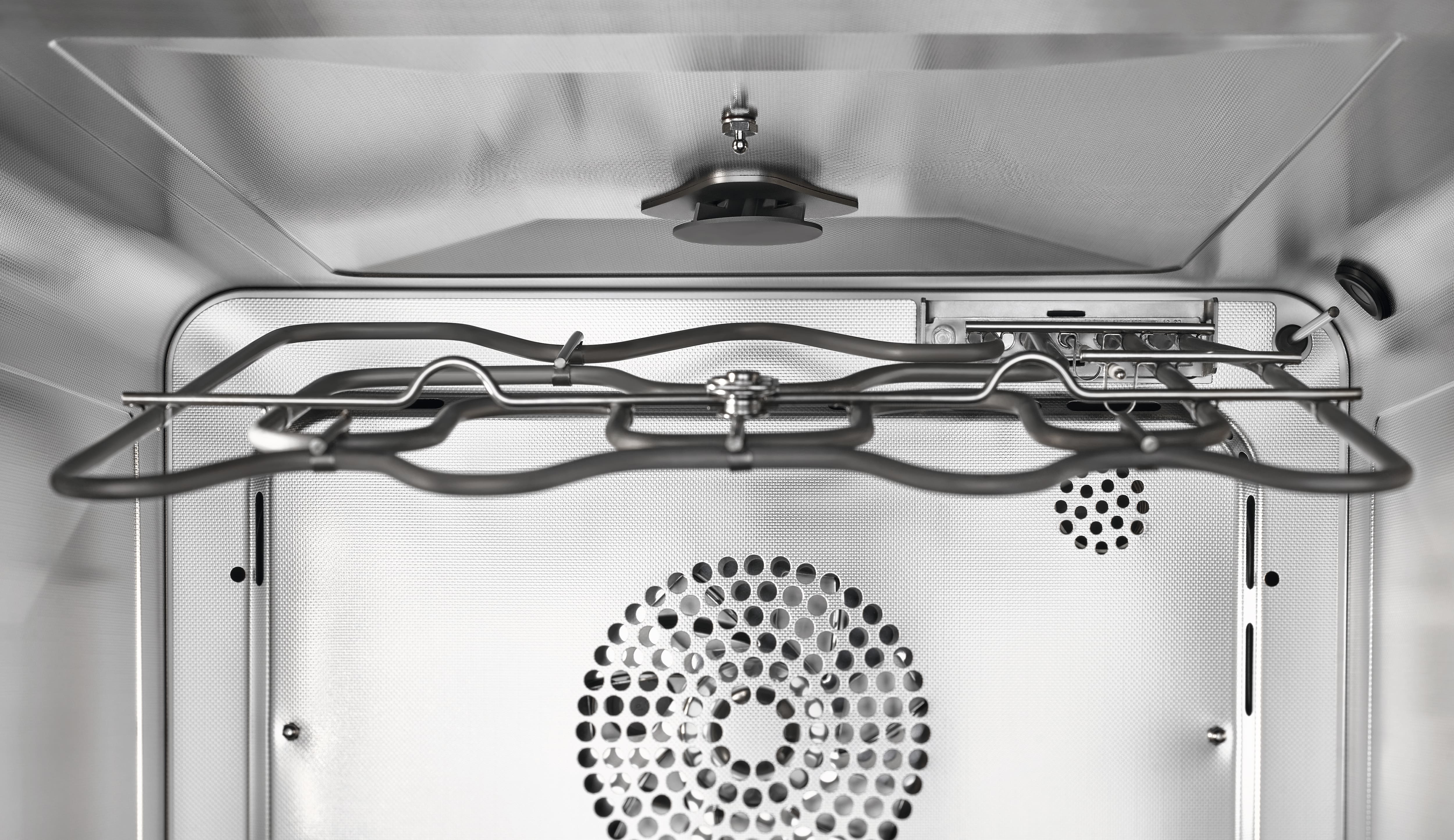 Oven interior with the grill element dropped