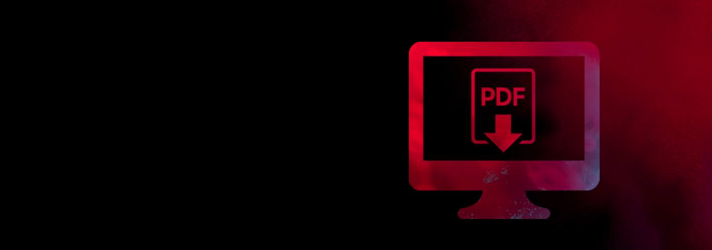 Abstraktes Symbol Computerbildschirms mit PDF in den Farben Schwarz und Rot