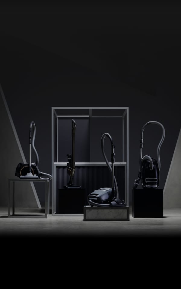 A selection of Miele Vacuum Cleaners on display