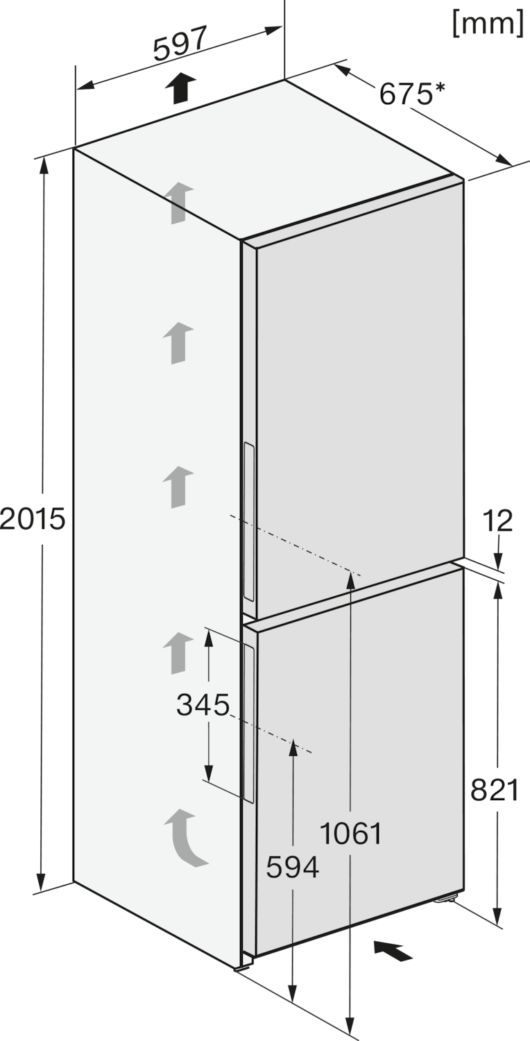 Sudraba ledusskapis ar saldētavu, NoFrost un DailyFresh funkcijām, 2.01m augstums (KFN 4395 DD) product photo View4 ZOOM