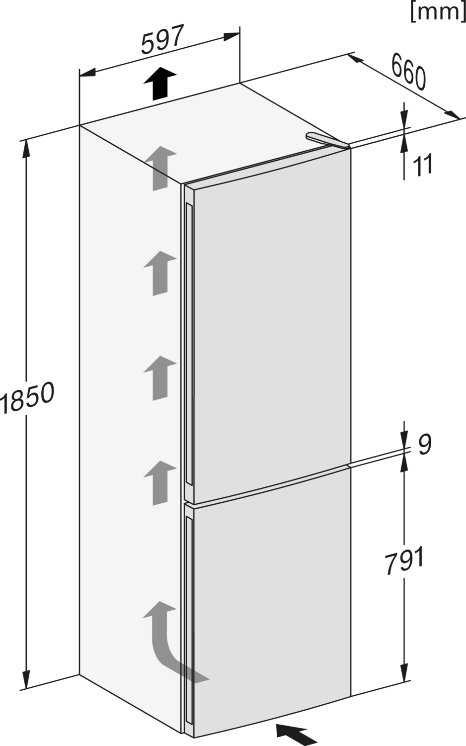 Baltas šaldytuvas su šaldikliu ir NoFrost funkcija, aukštis 1.86m (KDN 4174 E) product photo View4 ZOOM