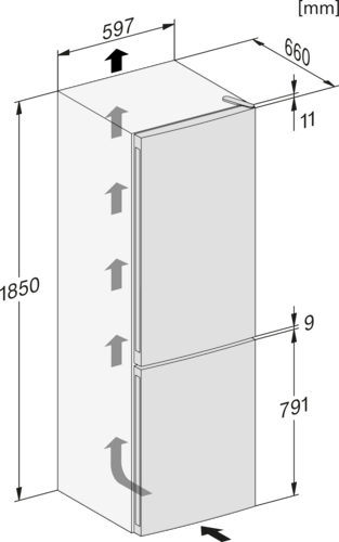 Baltas šaldytuvas su šaldikliu ir NoFrost funkcija, aukštis 1.86m (KDN 4174 E) product photo View4 L