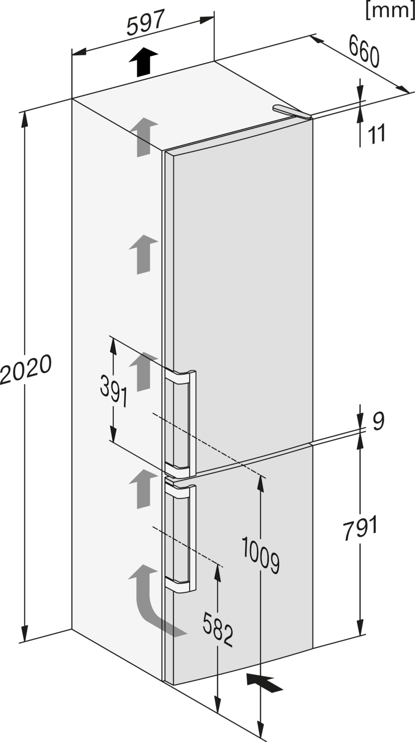 Baltas šaldytuvas su šaldikliu ir DailyFresh funkcija, aukštis 2.03m (KFN 4494 ED) product photo View4 ZOOM