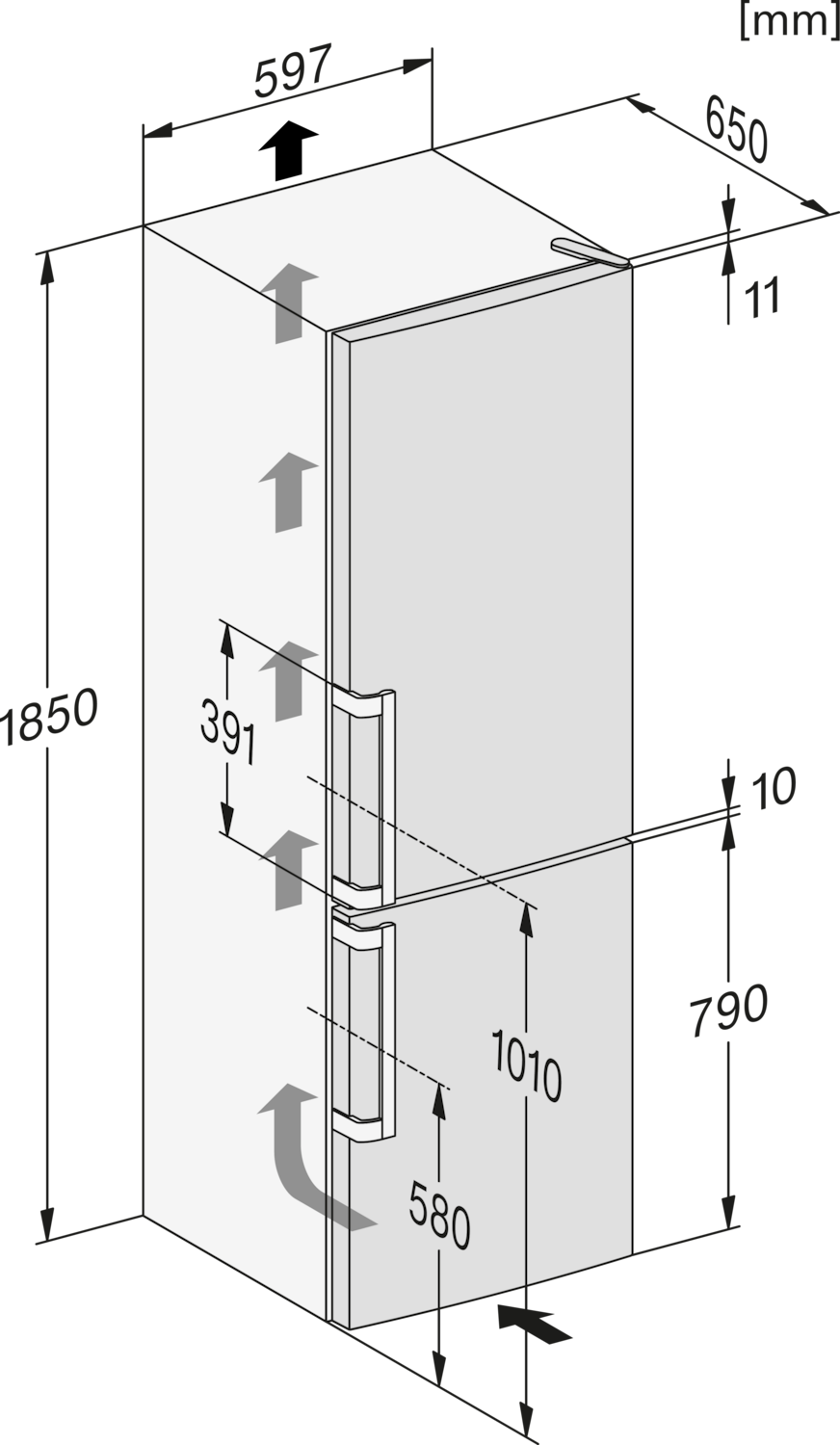 Sidabrinis šaldytuvas su šaldikliu ir DailyFresh funkcija, aukštis 1.86m (KF 4472 CD) product photo View4 ZOOM