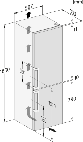 Sidabrinis šaldytuvas su šaldikliu ir DailyFresh funkcija, aukštis 1.86m (KF 4472 CD) product photo View4 L